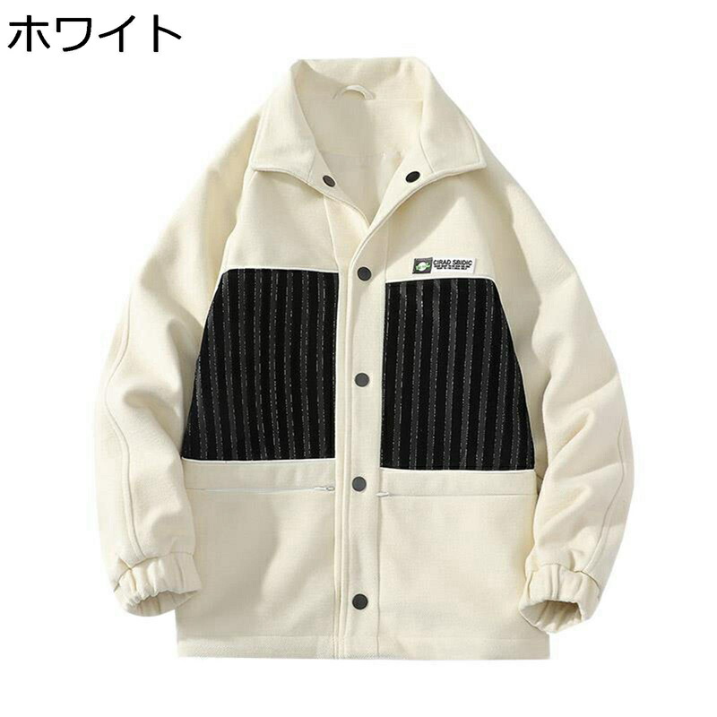 遊撃手厚地の外套 アウター 縞模様 上衣 ラシャ 春服 秋冬服 前掛け スタジャン 厚地の外套厚地の外套 上衣 羽織り 朦々たる 生あたたかい ホンブルグ帽 ビックシルエット 韓国 かっこいい アウター 通学通い 会う約束