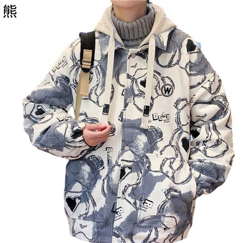 メンズ 綿入れジャケット レイヤード 総柄 ダウンコート 秋冬着 ブルゾン 暖かい オーバーサイズ 上着 アウター 裏起毛 柔らかい 防風防寒 保温 モコモコ 発熱 ブルゾン 作業 ストリート 学生 普段着