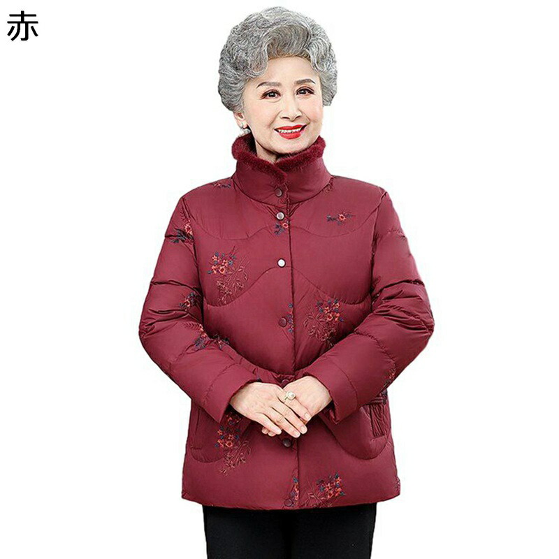 綿織物上衣 レディース 花 花柄 刷り上げる 中綿入れ 上衣 お上さん服 シニアアウター 防寒上衣 長袖 朦々たる 生あたたかい 綿服 厚地の外套 お上さん 秋 冬 老いらく者 年より 60代 70代 80代 敬老の差し上げ物
