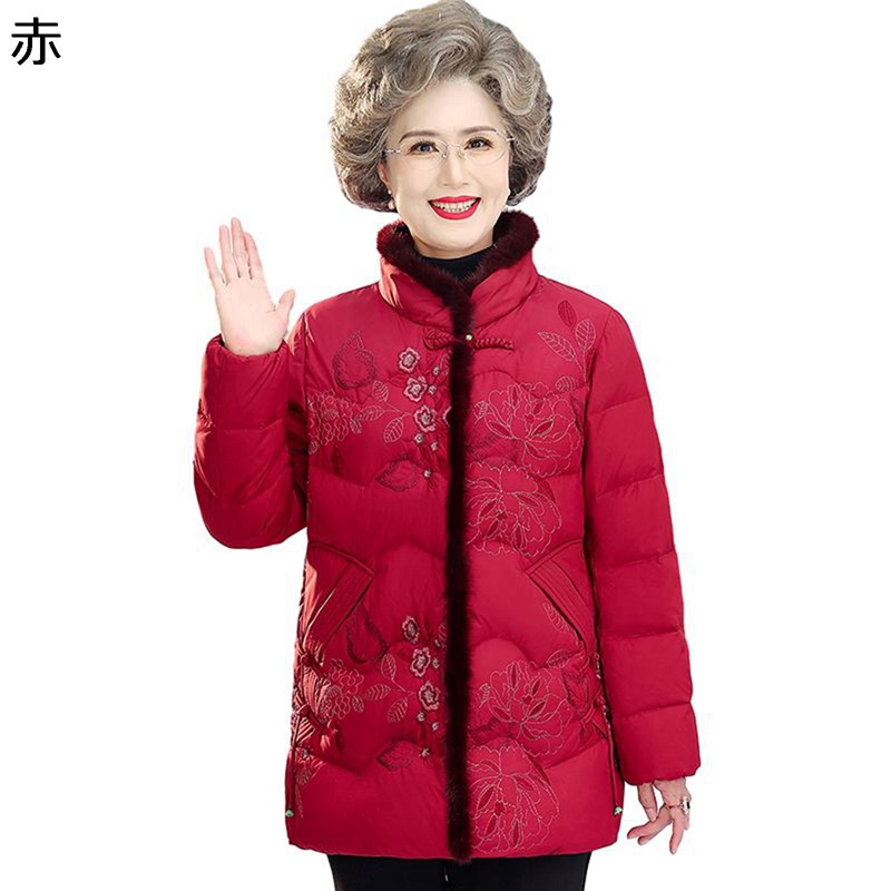 ジャケット レディース 中綿入り 中綿コート 綿服 花 花柄 プリント 長袖 婦人 シニア 高齢者 老人 60代 70代 80代 冬 暖か コート 柔らかい 女性 ファッション お洒落 流行 着痩せ 日常 普段用｜NatsuShop 店