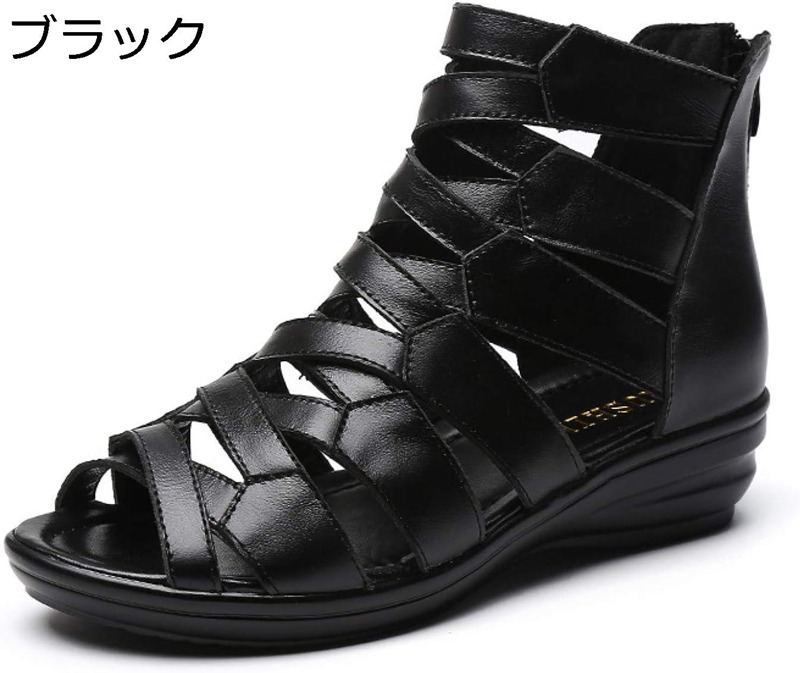レディース サマーブーツ サンダル ウェッジヒール 4cm ローヒール ブーツサンダル 夏ブーツ ファッションサンダル グラディエーター 厚底ヒール バックファスナー オープントゥ 可愛い 透かし彫り 美脚 コンフォート 通気