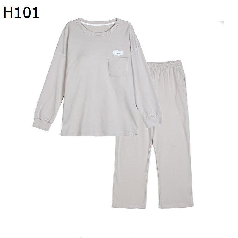 綿100% パジャマ 長袖 ルームウェア 上下セット 胸パッド入り ラウンドネック プルオーバープル Tシャツ 寝巻き トレーナー 快適 吸汗 通気 ソフト 部屋着 便利服 ホームウェア 快眠 春 夏 秋