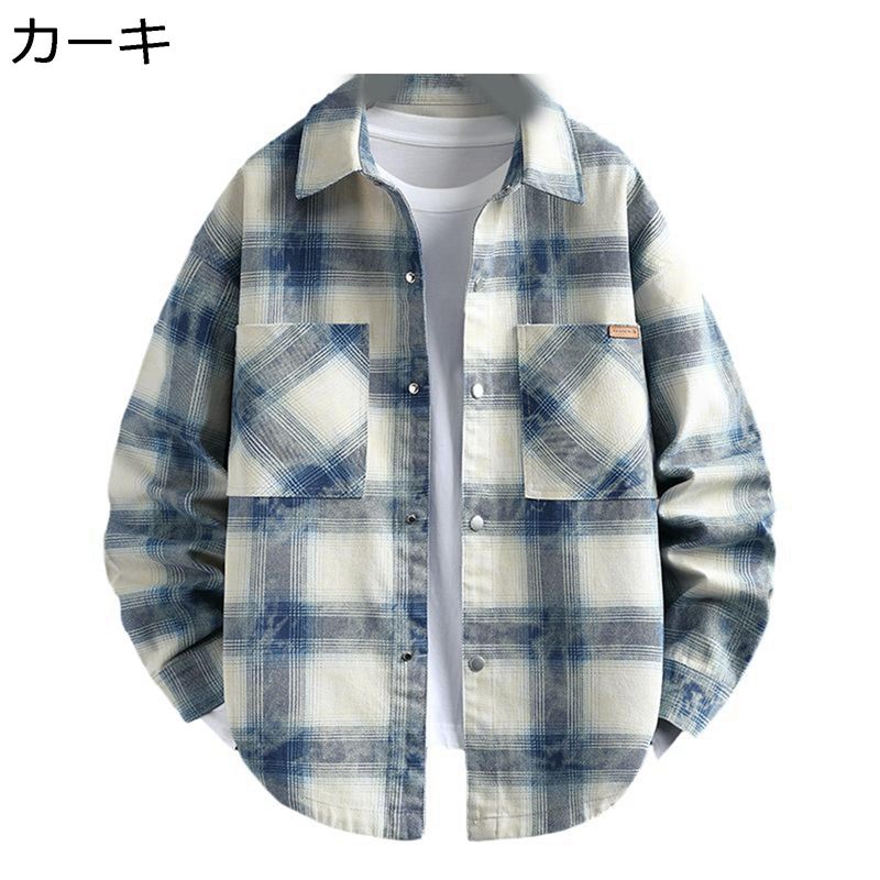 長袖シャツ メンズ シャツ チェック柄 開襟シャツ L-4XL 大きいサイズ アウター 春夏秋 ボタンダウン カジュアル 快適 防皺 柔らかい 汗染み防止 オーバーサイズ ストリート系 ハンサム 紳士用 日常着