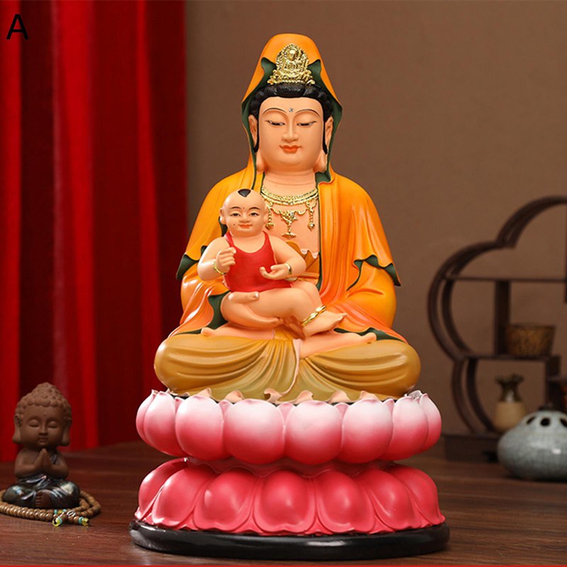 子送り観音 観世音菩薩像 仏像 観音像 子を授ける 母と赤ちゃんの無事を守る 置物 開運グッズ 縁起物 インテリア飾り 厄除け 邪気除け お守り 仕事運 運気上昇 風水 樹脂彫刻 祈る 供奉 寝室 家用|NatsuShop 店