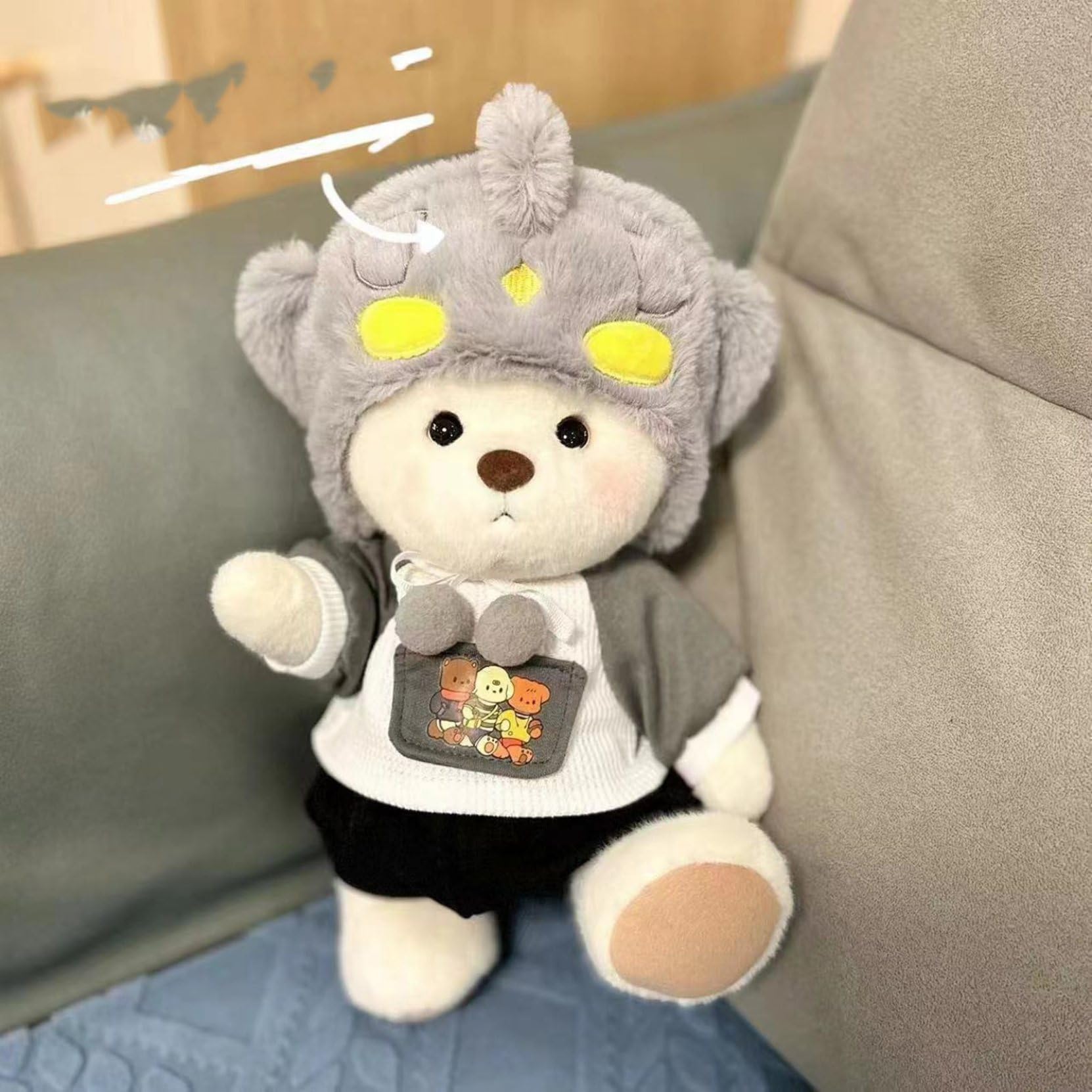 白熊 服着 クマ縫い包み 縫いぐるみ 換装 抱きまくら おもちゃ 動物 可愛い ソフト ふわふわ もふもふ クッション ベビー インテリア ままごと キッズ 彼女 部屋飾り 置物 女性 誕生日 プレゼ｜NatsuShop 店