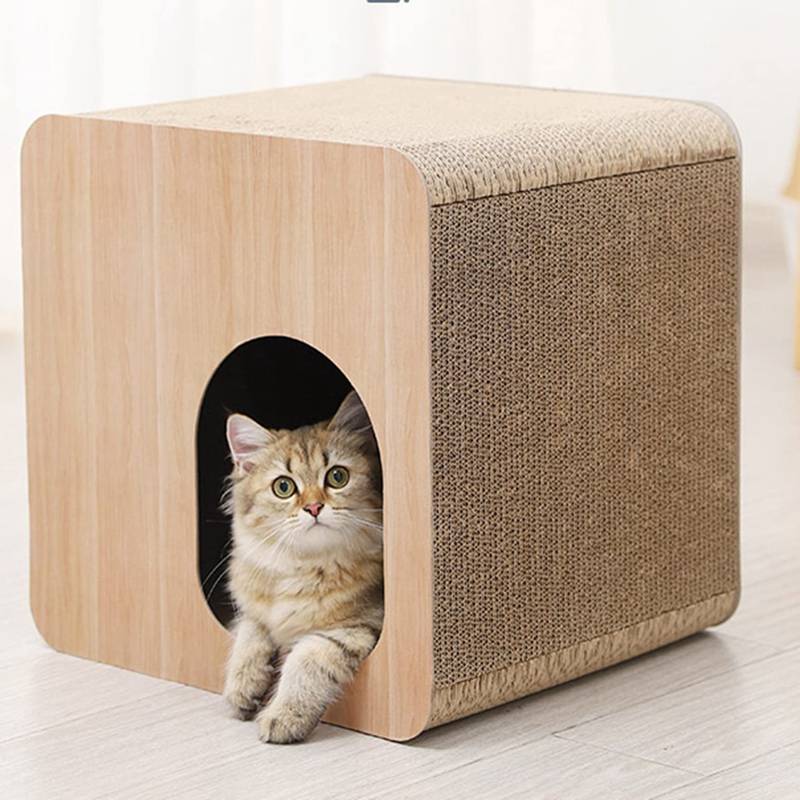 爪とぎ キャットハウス 猫 爪とぎ 段ボール 猫 ベッド つめとぎ ダンボールハウス 通気 丈夫 ストレス解消 木目調 インテリア 高密度段ボール 多機能 通気性 耐久性 爪とぎボックス 耐磨｜NatsuShop 店