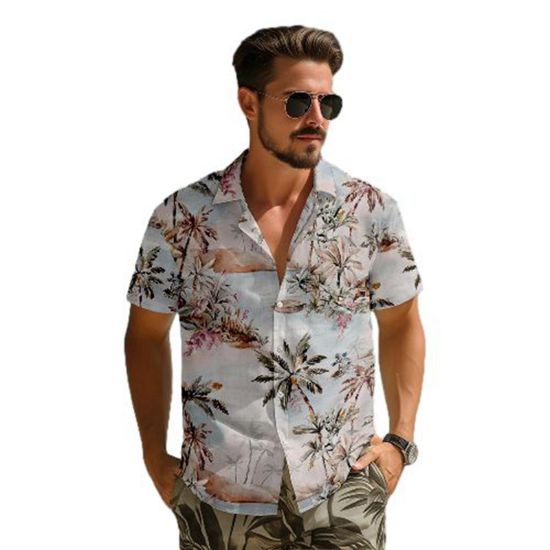 メンズシャツ 半袖 アロハシャツ 総柄 夏服 薄手 アロハシャツ ハワイアン ビーチシャツ UVカット カジュアル かっこいい 汗染み防止 開襟シャツ 綿 大きいサイズ 旅行 アウトドア 夏祭り