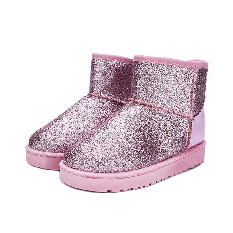 保暖 冬用 ムートンブーツ レディース ショート丈 キラキラ ハイカット フラット ボア ボアブーツ 雪靴 防寒ブーツ ラウンドトゥ スリッポン ふわふわ ファー あったか 冬用 美脚 オシャレ