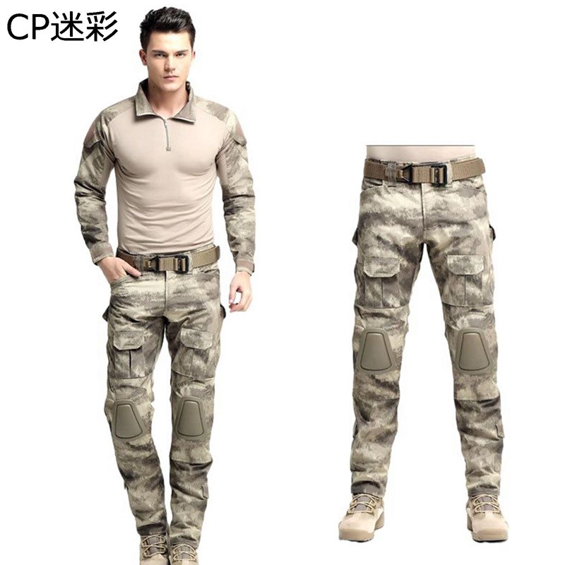 メンズ 2点セット サバゲー 作業着 コンバットシャツ ミリタリーパンツ 長袖 ハーフジップ 迷彩服 戦闘服 ストレッチ 吸汗 速乾 マルチポケット アウトドア 登山 釣り 自衛隊 陸軍 農業｜NatsuShop 店