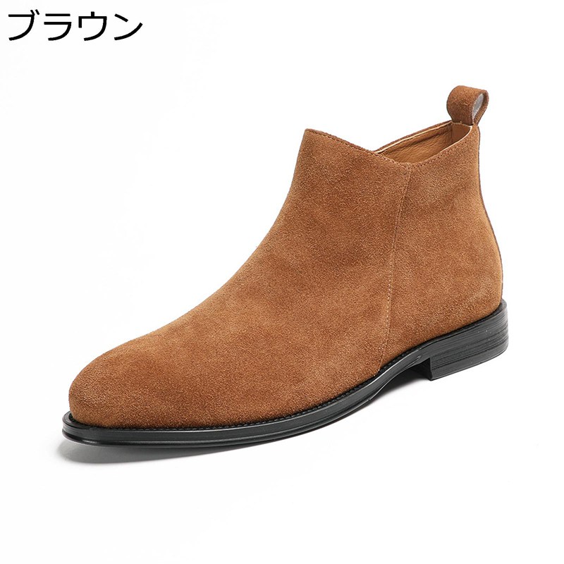 チェルシーブーツ メンズ 革靴 アンクルブーツ ショートブーツ スリッポン サイドジッパー 春夏秋冬 スエード ビジネス イングランド風 快適 履きやすい 紳士靴 カジュアル 冠婚葬祭 通勤 日常|NatsuShop 店