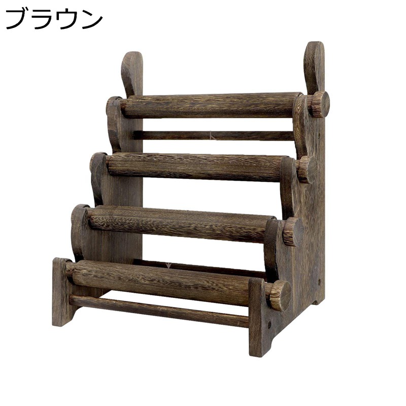 アクセサリー収納 ディスプレイスタンド 4 段 仏陀ビーズ / ひも ジュエリーホルダー ブレスレット 木製 腕時計 ネックレス 見せる収納 収納力 卓上 玄関 リビング 美しい バレンタイン ギフト