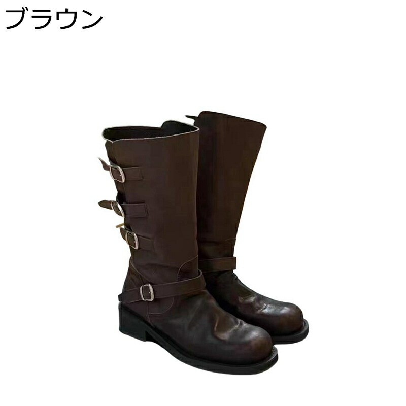 レディース 乗り馬ブーツ 牛皮 ラウンドトゥ 折りかえし ロングブーツ 膝丈 なめし革 通い 通学 寄りあい 旅する 秋冬 雅びやか 防滑 雨合羽 通気性 クリスマス 耐磨耗 好いたらしい 四節着付ける