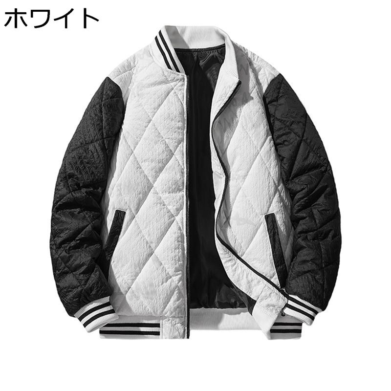 スタジャン ユニセックス スポーツ 中綿 ジャケット メンズ レディース 厚手 防寒 秋冬 スタジアムジャンパー ジップアップ ゆったり 野球ユニフォーム カジュアル スタンドカラー バイカラー 運動 外出着
