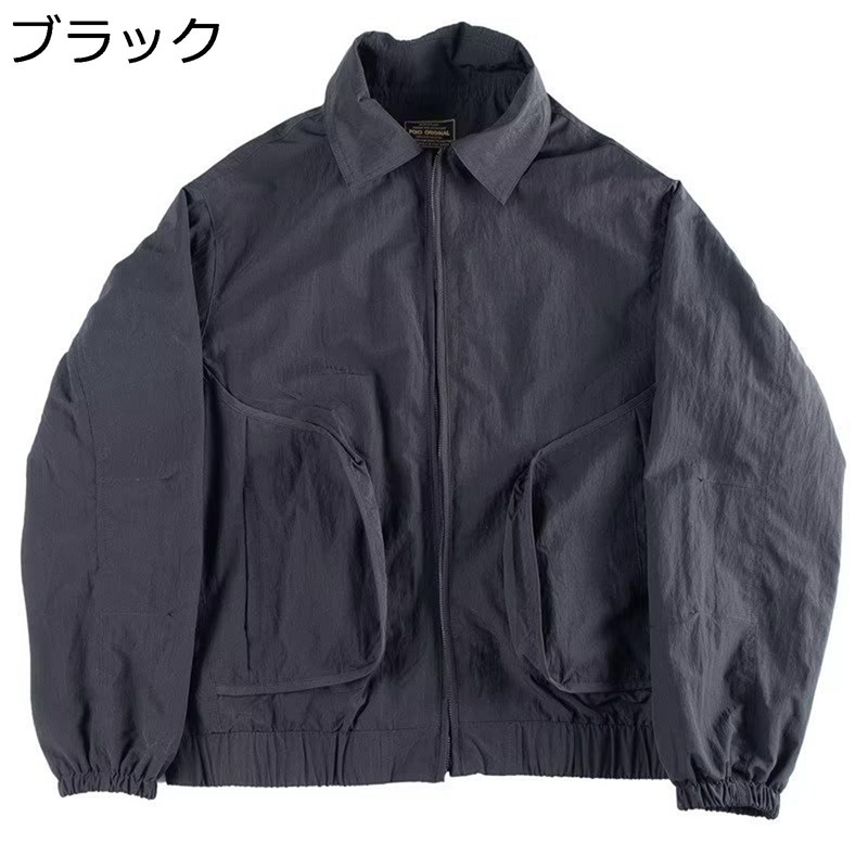ジャケット ジャンパー メンズ 韓国風 ファッション 薄い 無地 スタンドカラー 折り襟 作業着 作業服 ブルゾン フィット アウター トップス 春夏秋冬 若者 普段着 仕事 立ち仕事