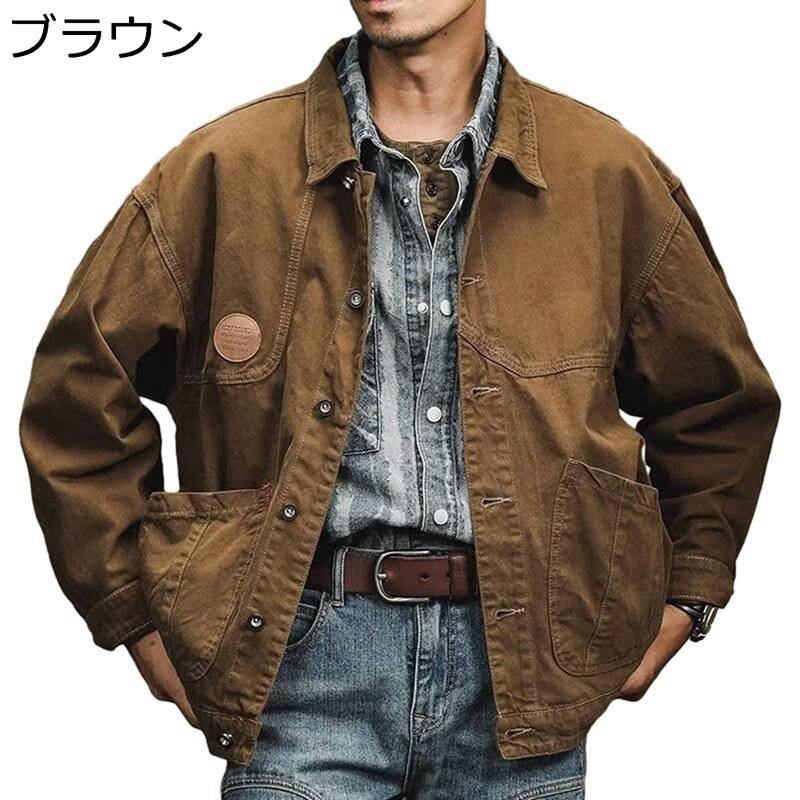 デニムジャケット メンズ 長袖 大きいサイズ 春秋 スタイリッシュ カジュアル 耐摩耗 ゆったり おしゃれ コート トップス コンフォート 上着 デイリー 仕事 成人式 ウォーキング