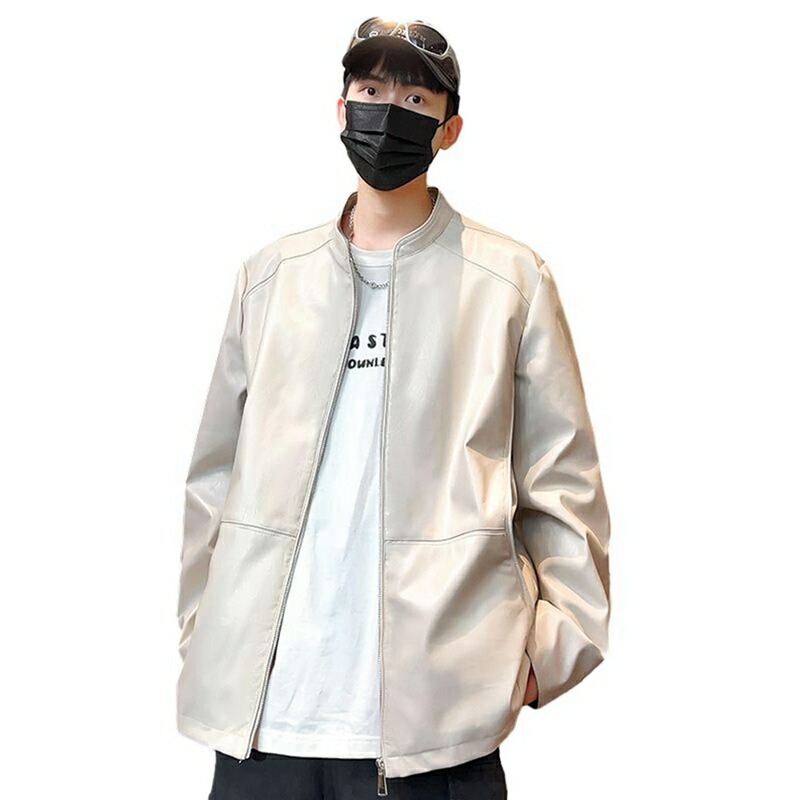 メンズ ライダースジャケット レザージャケット PU革 革ブルゾン コート トップス アウター 大きいサイズ 体型カバー 無地 カジュアル ジップアップ ファッション ジャケット 春秋 デイリー 街着|NatsuShop 店