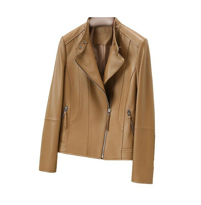 -4XL ジャケット ラム革革ジャン レディース 大きいサイズ 長袖 ショート アウター シープスキン 非対称ジッパー ライダースジャケット らべる ダブルカラー 羽織り 防寒防風 クール 春秋冬