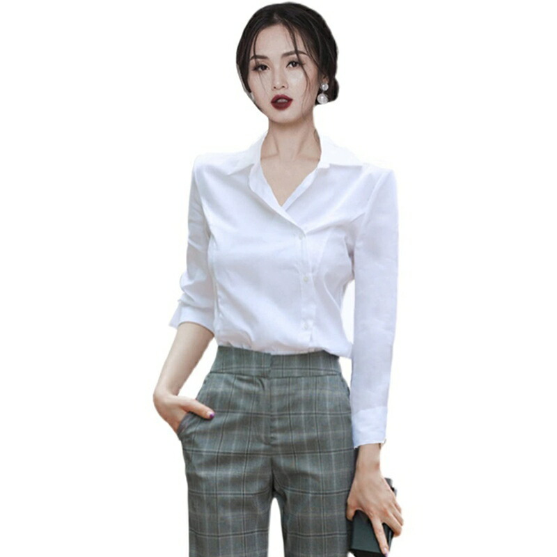 ブラウス 長そで 斜めボタンダウン ワイシャツ トップス レディース 春夏 薄手 vネック 柔らか 着痩せ ネクタイ付 大人可愛い 無地 フェミニン トレンド カットソー 発表会 デート オフィス ビ