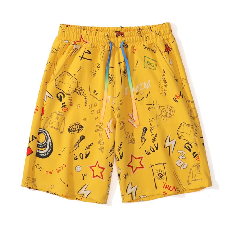 ビーチパンツ ショートパンツ メンズ プリント 芸術落書き アナログ 水着 海パン サーフショーツ 短パン ビーチ プール 夏 水陸両用 通気速乾 薄手 涼しい ゆったり リラックス アウトドア