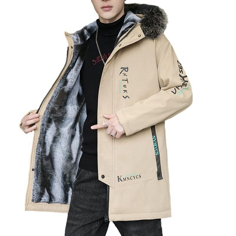 裏ボアジャケット 冬服 メンズ 防寒着 アウター 厚手 ファーフード付き ミリタリー ジャンパー 防風 保温 ワークウエア ミディアム丈 コート アウトドア カジュアル パーカ お洒落 ストリート