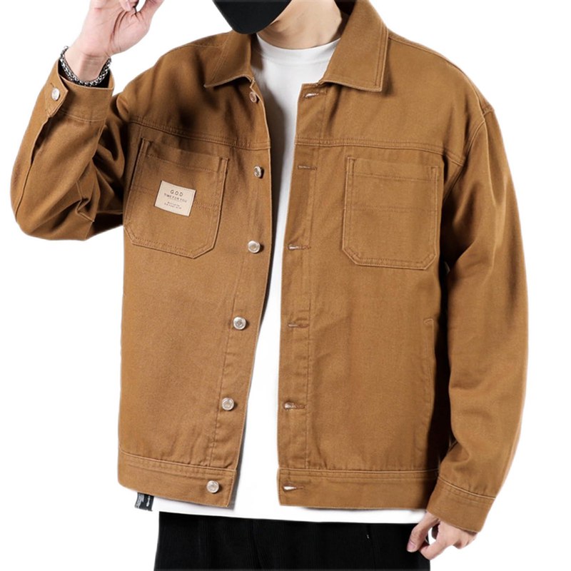 コットン デニムジャケット メンズ アウター 防風 耐磨耗 ジャンパー かっこいい ショート 春秋 長袖 ジャケット 軽量 アウトドア 通勤 通学 ストリート 大きいサイズ シンプル ワークウエア