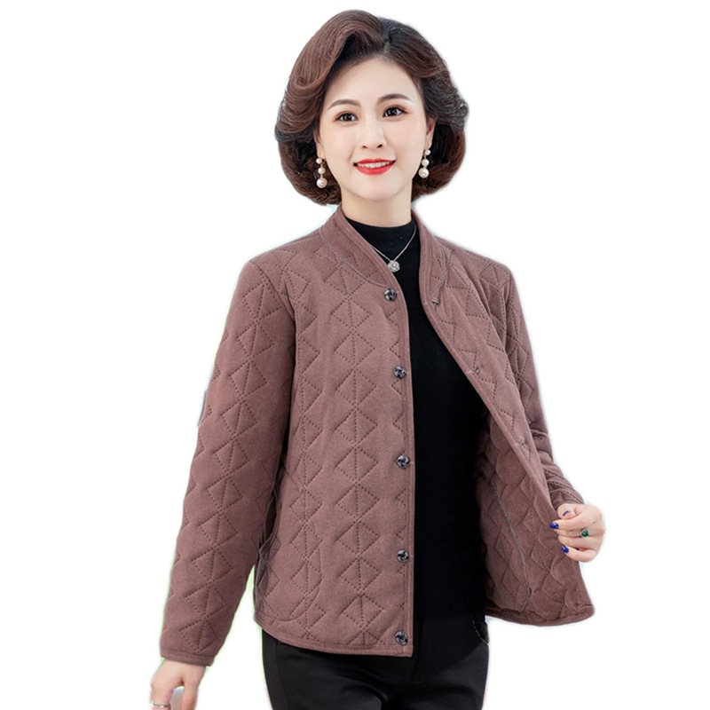 キルティングジャケット キルト 中綿ジャケット シニア レディース 60代 70代 80代 婦人服 保温 インナーウェア ノーカラー 大きいサイズ 無地 高齢者 暖かい 軽い シングルブレスト 薄手