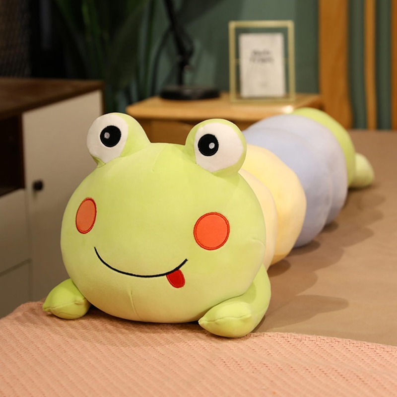 ロング枕 毛虫タイプ 超可愛い 気持ちいい抱き枕 けむしから変身する カエル 85cm 読書枕 もちもち 癒し 寝添え ふわふわ すやすや寝る ねむねむ 御出産祝い 一人暮らし プレゼント 眠り枕 昼