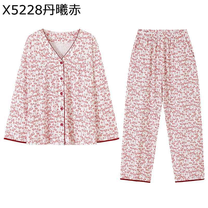 綿100 パジャマセット レディース 上下セット 小花柄 ナイトウェア 部屋着 ルームウェア 長袖シャツ ボタン vネック 大きいサイズ ロングパンツ 薄手 エレガント 春秋夏冬 お風呂 温泉着 入院用 旅館