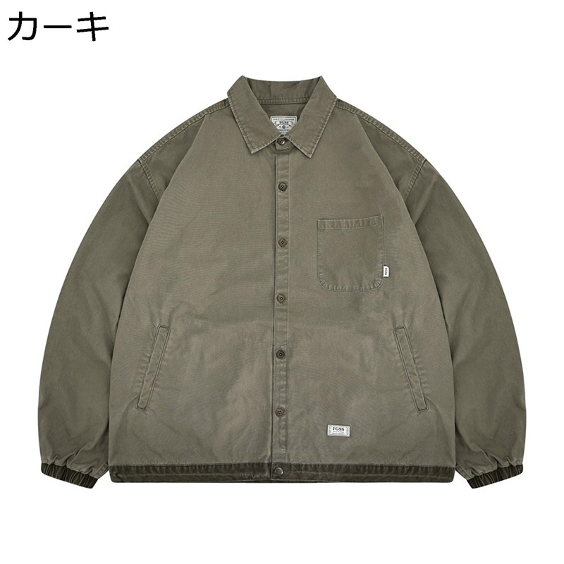 ジャケット メンズ 長袖 日系 ボタンダウン シャツ ワークジャケット ヴィンテージ ゆったり 無地 トップス アウター 春秋 デイリー お出掛け 作業着 トラベル コーディネート