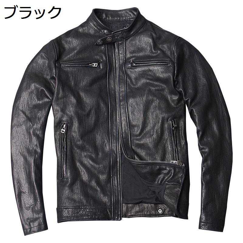 レザージャケット メンズ 羊革 ライダースジャケット バイカー 本革コート 防寒 防風 ブルゾン 春秋冬 ジッパー 立ち襟 スリム ジャンパー デイリー スポーツ バイク用