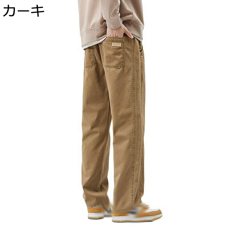 イージーパンツ メンズ 大きいサイズ 秋冬 ロングパンツ ワイド M-4XL 無地 スラックス ストレート 紳士用 カジュアル ルーズ 体型カバー ウエストゴム紐 ゆったり 通気 柔らかい