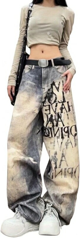 ジーンズ 広広としたズボン下 レディース デニム 文字刷り上げる ヴィンテージ風 表どおり系 ゆったり 御機嫌酉の方角 脚長成り行き 着痩せ 体型押しかぶせる 春 秋 冬 心地よい ウォッシュ産業