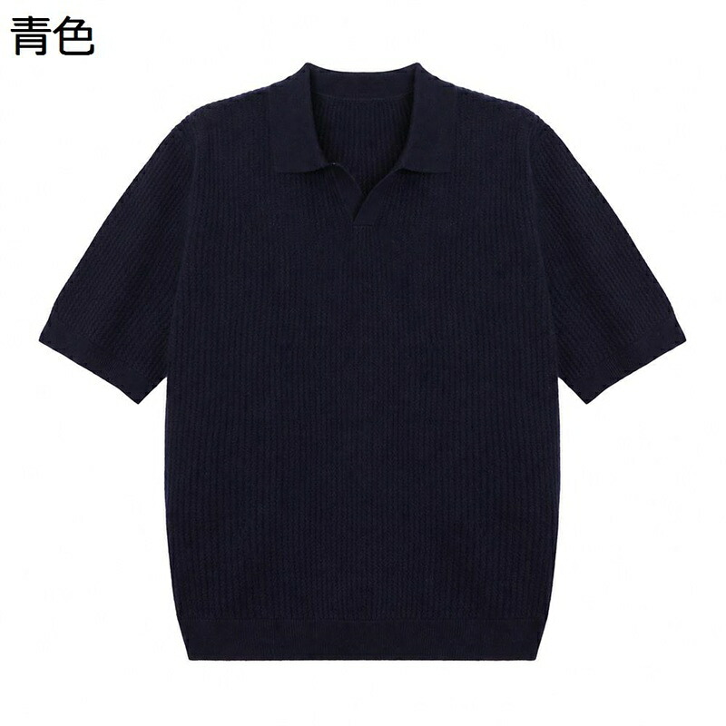 メンズ 旗がしらポロ 半袖 朱夏編み物 透かし編み Vのど首 トップス 好いたらしいめ ビジカジ 成年者 心地よい 通気性 伸縮性 伸ばすこと 冷やりとした カットソー 夏 成人男性 分かりやすい 無地 サラサラ 好いたらしい