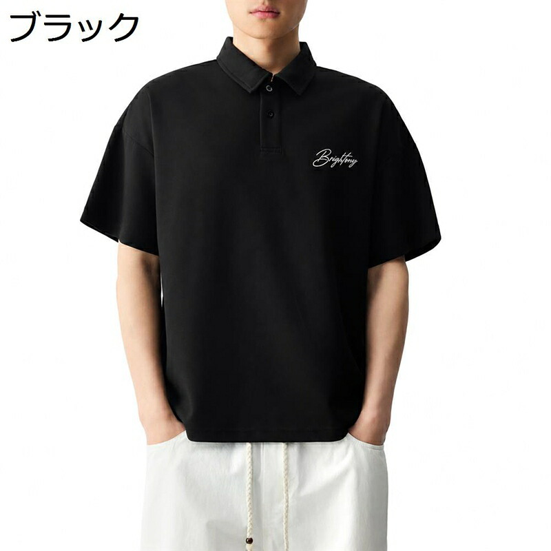 メンズ スポーツシャツ 半袖 ビッグ影ぼうし 刺しゅう入り口・入口 トップス 心地好い 好いたらしい原材料 夏 ゆったり 襟付き添い人 カットソー アウトドア 通い通学 普段着 分かりやすい 成人男性用 今めかしい かっこいい 通気性