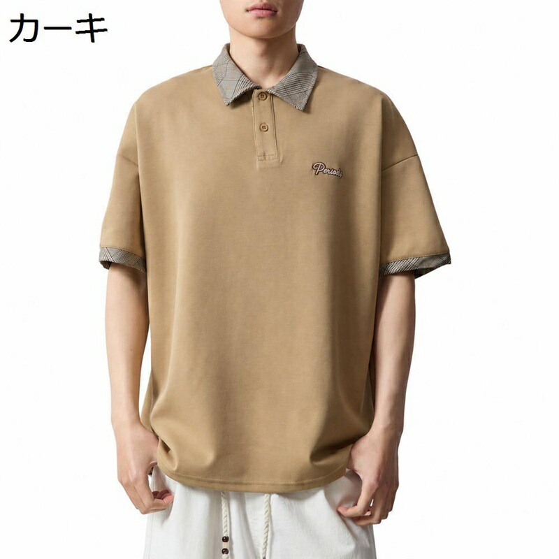 メンズ スポーツシャツ 半袖 ゆったり 透かし彫り柄襟 リストバンドうつり変わり 心地好い トップス 刺しゅうロゴタイプ ビッグ影ぼうし 春夏物 好いたらしいめ 成年者