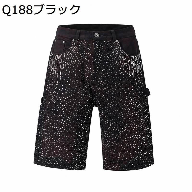デニムハーフパンツ メンズ 表どおり系 ラインス デニム 遊撃手ズボン下 不都合 衝突 タイダイ 五分丈