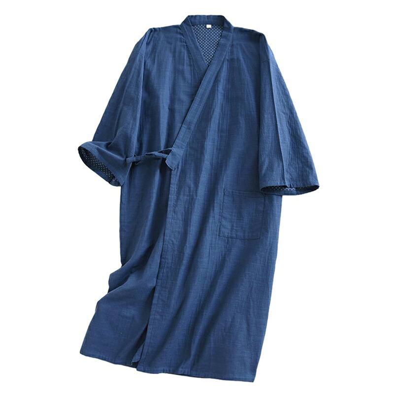 和装 ガーゼパジャマ メンズ ワンピース 和風和柄 紐結び 綿 夏用 部屋着 寝間着 便利服 甚平 浴衣 薄手 お風呂 温泉着 入院用 ホテル 前開き 吸水速乾 肌触り やわらか 乾燥肌 快適 通気｜NatsuShop 店