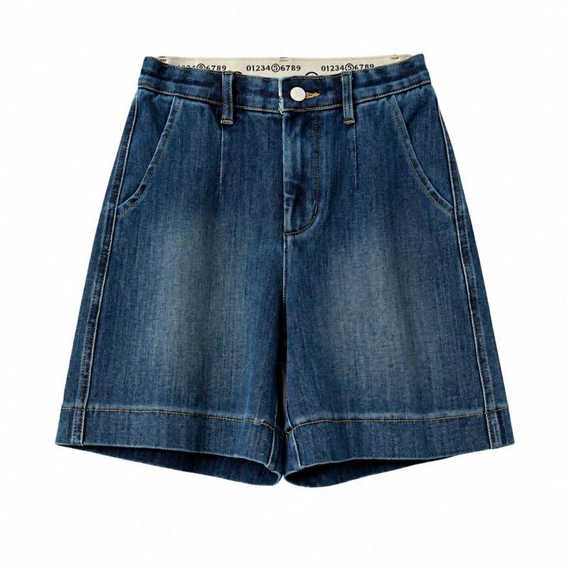 デニムショートパンツ レディース ハーフパンツ ハイウエスト タック ショート 短パン テンセル 薄手 涼しい 体型カバー 着痩せ カジュアル ゆったり ポケット付き 旅行 お出かけ 夏｜NatsuShop 店