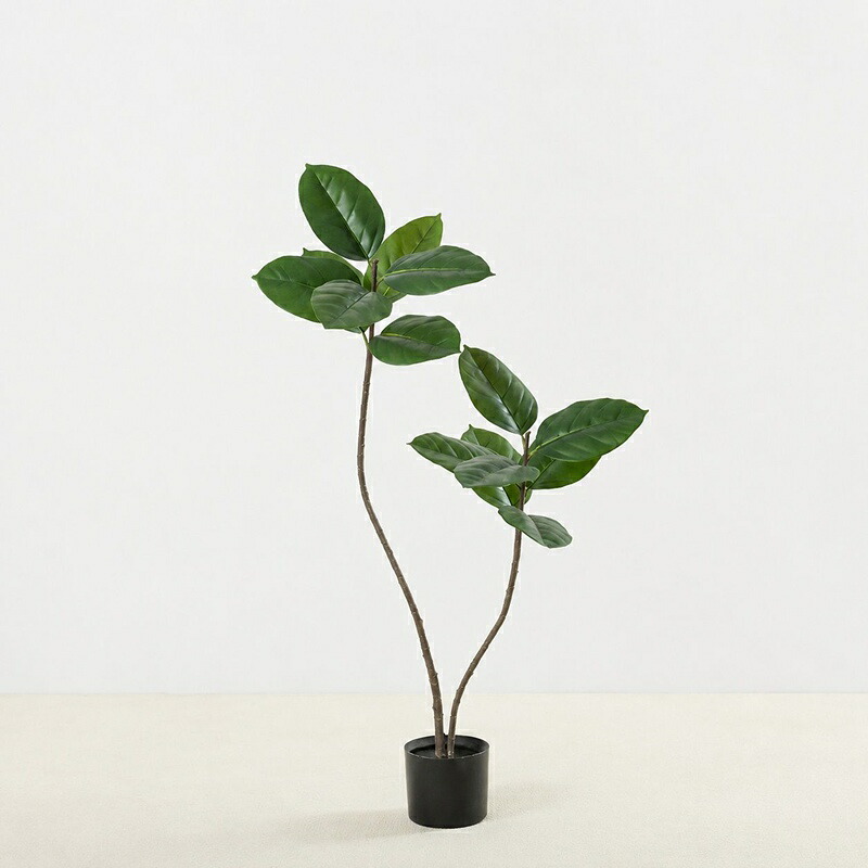 人工観葉植物 フェイクグリーン 大型 ゴムの木 観葉植物 フィカス おしゃれ リアル 鉢植え 室内 枝 曲がり 枯れない 水やり不要 室内用 リビング 玄関 飾り 店舗 装飾 120cm｜NatsuShop 店