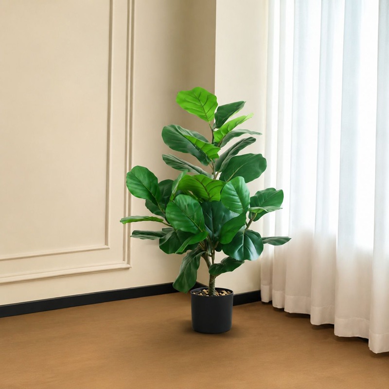 フェイクグリーン 観葉植物 大型 おしゃれ カシワバゴム リアル 室内 鉢植え 人工観葉植物 インテリア 飾り 玄関 リビング 飲食店 オフィス プレゼント 水やり不要 枯れない 空気清浄 80cm｜NatsuShop 店