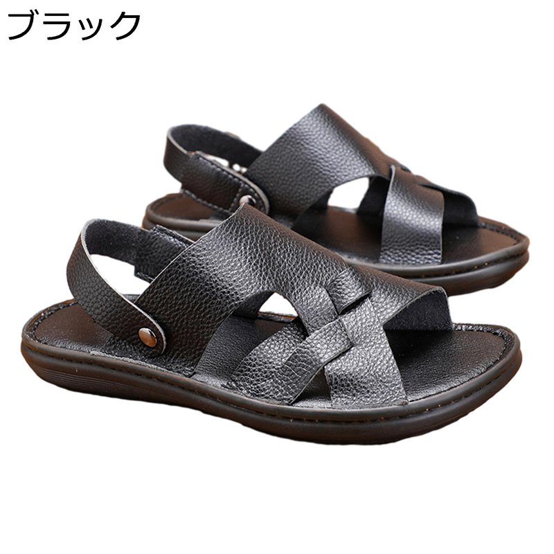 メンズサンダル 本革 砂浜サンダル 2way 家庭用スリッパ 外履き コンフォート 曲がり目 滑らない アウトドア ウォーキングサンダル 格好のいい 一方ならずない １番ウッドサンダル 夏 運動することサンダル 室内履き メンズ靴-サンダル-コンフォートサンダル