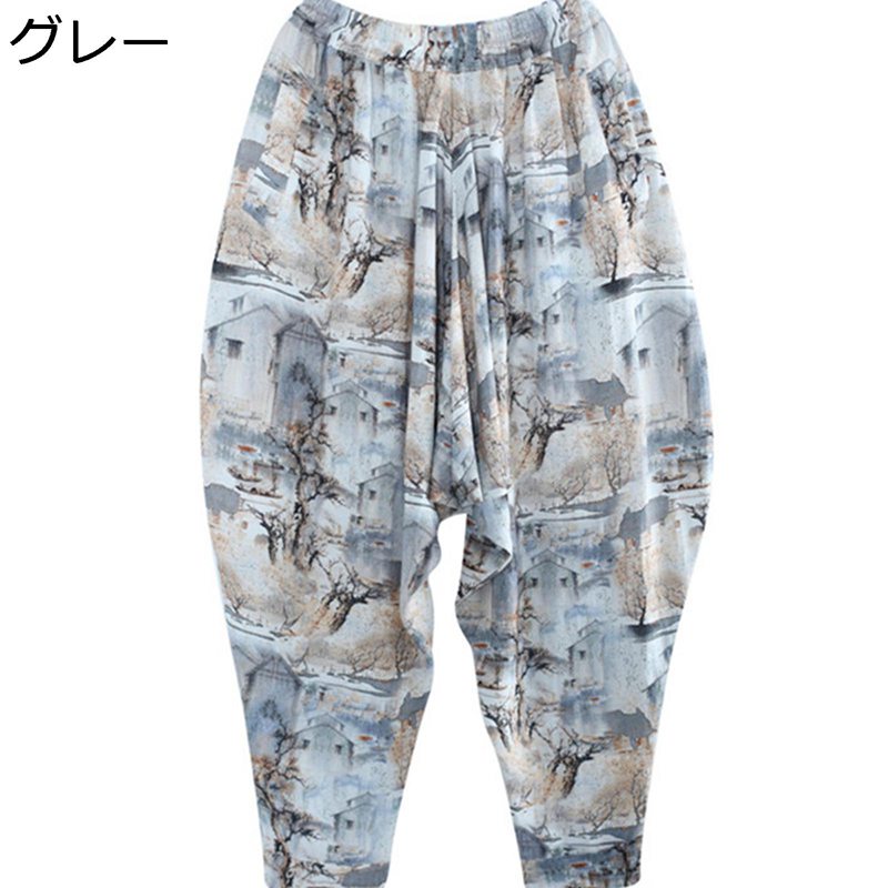 ガウチョパンツ サルエルパンツ 袴風パンツ ワイドパンツ チノパンツ メンズ ウエストゴム 綿麻 ゆるゆる 長ズボン 春夏 中華風 和風 日系 実用性 透気性 薄い メンズズボン 男性用 旅行 室外 ダンス