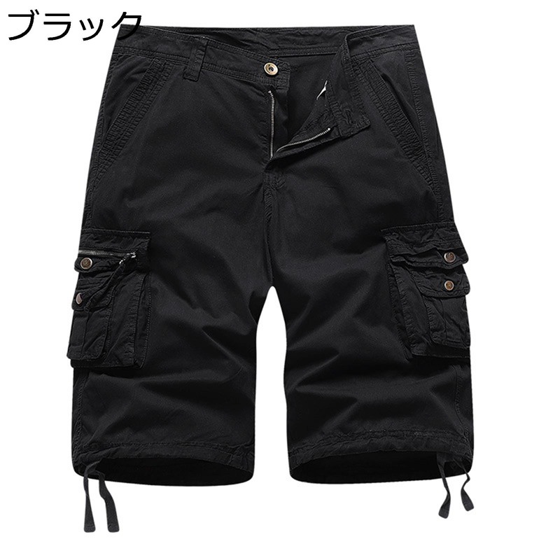 カーゴパンツ メンズ ショートパンツ 七分丈 マルチポケット ボタン ワークパンツ ショーツ 半ズボン 春夏 大きいサイズ アメカジ おしゃれ 薄手 耐摩耗性 ゆったり 細身 カジュアル ?量 スポーツ アウトドア