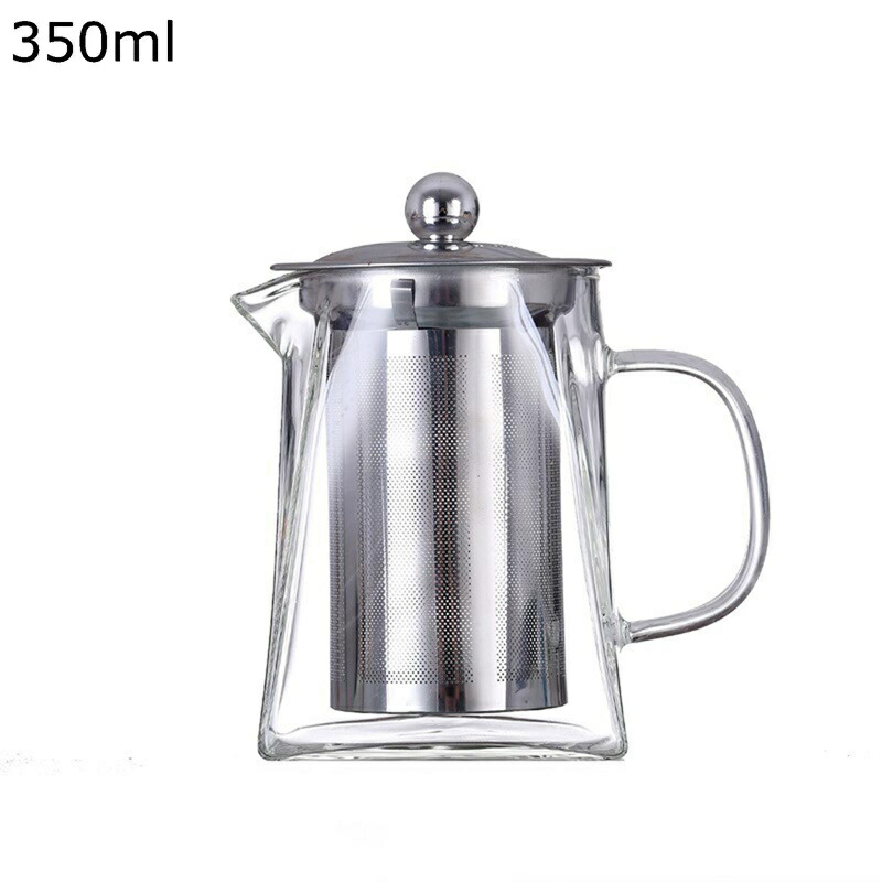 ガラスティーポット 耐熱ガラス 茶具 冷水筒 四角 直火電気ケトル対応 ステンレス鋼フィルター 大容量 紅茶ポット 冷水/熱湯OK モダン ティーパーティ 会社 自宅用 麦茶 花茶 ハーフティー フルーツティー
