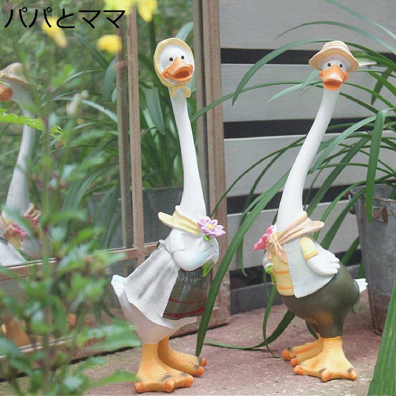 屋内室外かざり付ける 脂飾りつけ 親子鴨 家鴨 花やしきの飾りつけ 4個仕掛ける ガーデンオーナメント 室内装飾 愛くるしげ 毛の荒物 耐久性 北欧 今めかしい 室内 屋外 縁側 運動場 園芸雑貨 術芸術 芸術品 庭オブジェ 癒しグッズ