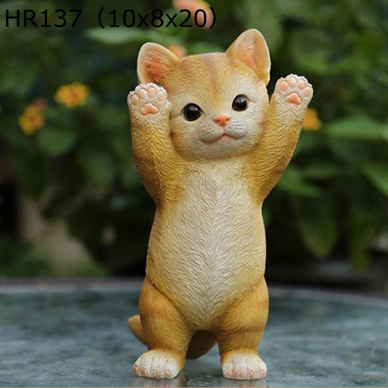 ガーデンオーナメント 猫 ねこ ネコ 樹脂置物 インテリア リアル感 もこもこ感 ガーデン置物 ベランダ 庭園 お庭 屋外 庭飾り 屋外用彫像 開運グッズ 癒しグッズ 工芸品 園芸用品 園芸雑貨 本物そっくり 防水屋外