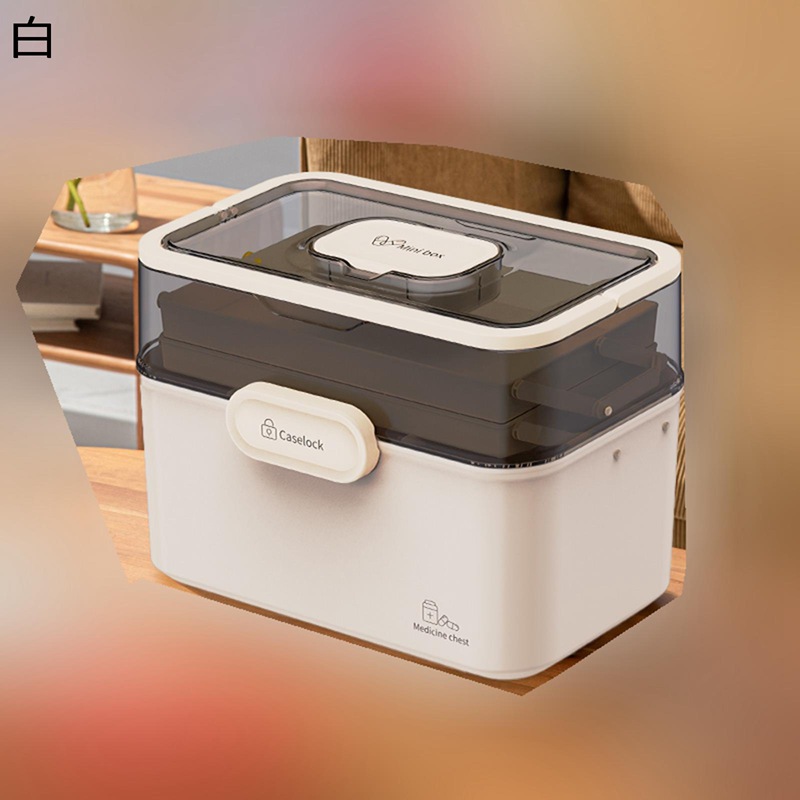 救急箱 取っ手付き 透明蓋設計 3層折り 応急ボックス 薬箱 医療箱 裁縫箱 ピルケース 錠剤ボックス 薬 くすりいれ 薬ケース 常備薬 旅行 出張 小物入れ 薬用 密閉 防水 持ち運び 取り外し可能