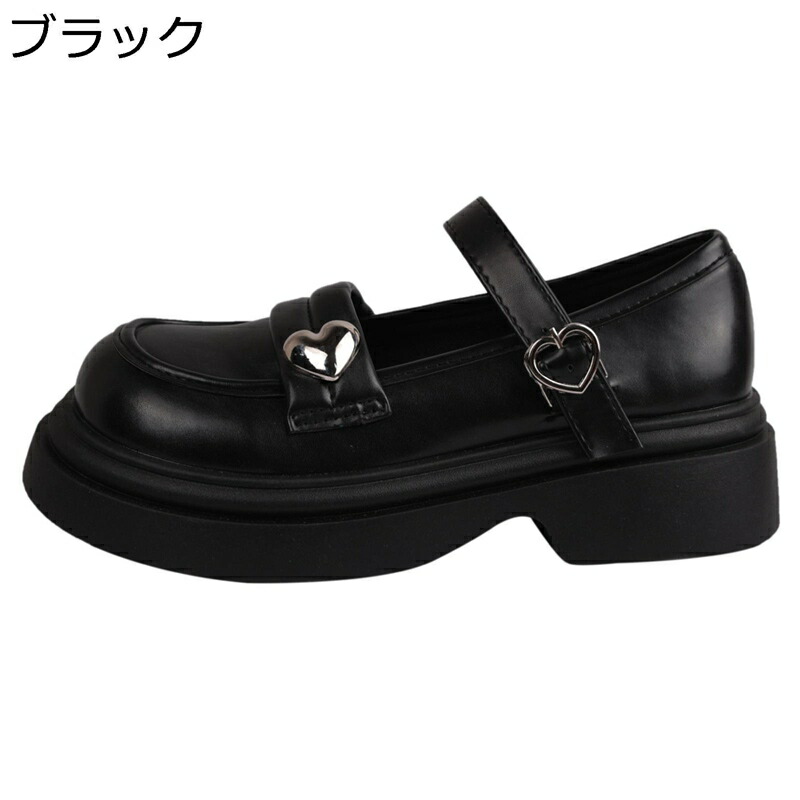 パンプス 厚底 レディース ストライプパンプス ロリータ 大きいサイズ 可愛い ローカット ラウンドトゥ プラットフォーム 柔らかい 軽量 身長up クッション性 滑り止め コスプレ 革靴 メイドシューズ