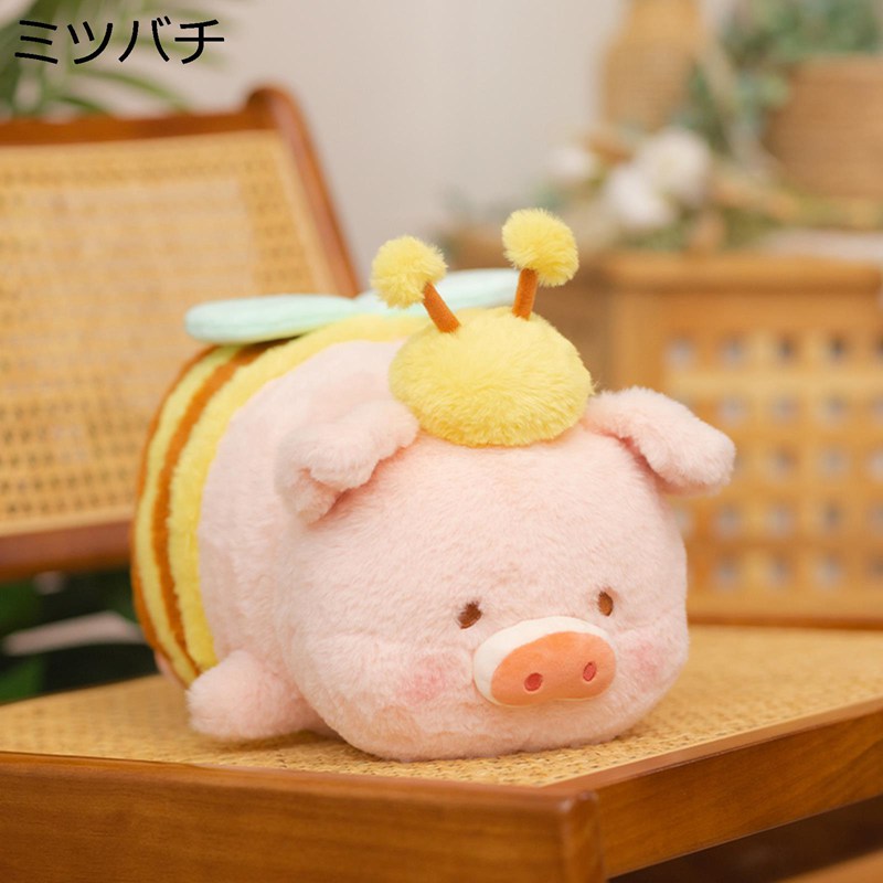 ブタ ぬいぐるみ 熊の仮装 おもちゃ もこもこ 可愛い 萌え キュート だきまくら もちもち ふわふわ モフモフ 添い寝枕 癒し系 女の子 ベビー 居眠り ねむねむ やわらかい ベッドサイド