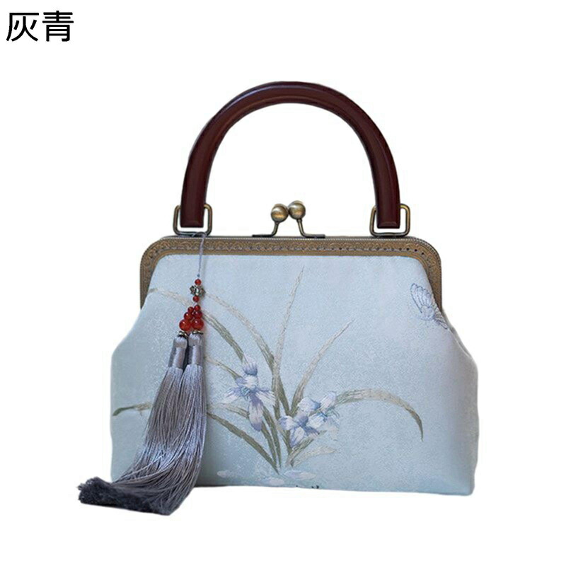 パーティーバッグ 木製ハンドル レディース クラッチバッグ サテン 結婚式 がま口 刺繍 花柄 フリンジ 大きめ ショルダー 2way 斜め掛け 和装 ディナーバッグ 財布 女性 普段使い 卒業式 発表会 二次会|NatsuShop 店